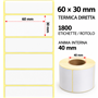 Termica diretta Etichette permanente per ZEBRA 60mm*30mm 1800pz