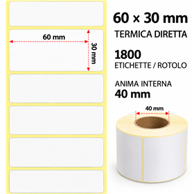 Termica diretta Etichette permanente per ZEBRA 60mm*30mm 1800pz