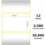 White 38x25mm, 2580 Et/Rotolo Z-1000D,1.5x1x1 Core ,12 Rolls