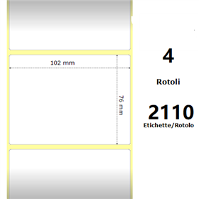 White 102x76mm,2110 Et/Rotolo Z-1000D, 4x3x3 Core ,4 Rolls