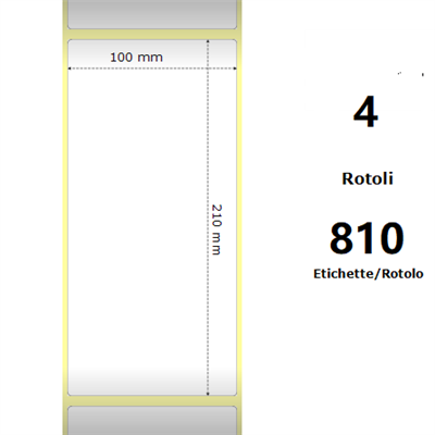 White 100x210mm,810 Et/Rotolo Z-1000D,3.9x8.3x3 Core,4 Rolls