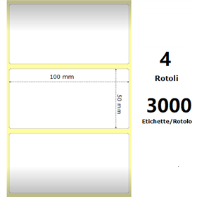 White 100x50mm,3000 Et/Rotolo Z-1000D, 3.9x2x3 Core, 4 Rolls