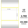 White 31x22mm,2780 Et/Rotolo Z-2000D,1.2x0.9x1Core, 12 Rolls
