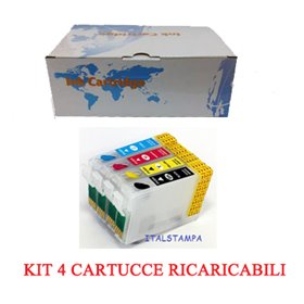 Kit 4 Cartuccia ricaricabile vuota per Epson T1811-T1814 con chip autoreset