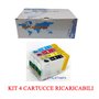 Kit 4 Cartuccia ricaricabile vuota per Epson T1811-T1814 con chip autoreset