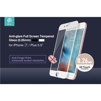 Pellicole Protezione Pellicola vetro Anti Impronte Full per iPhone 7 Plus Bianca