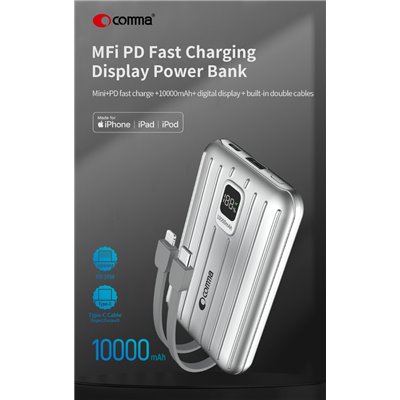 Power Bank Power Bank Certificato MFI cavi Lightning e Tipo-C 10.000 mah