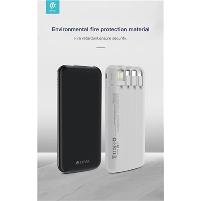 Power Bank Powerbank Kintone V2 10.000 mAh con 4 Cavi M-L-C Bianco