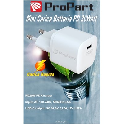 Carica Batterie Mini Carica Batteria Rapido PD 20W Uscita Tipo-C