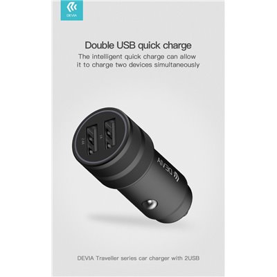 Carica Batterie Carica Batterie in metallo 2 USB da auto In 12-24 Volt Nero