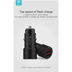 Carica Batterie Carica da Auto Super veloce QC3 30W. 2 Uscite 2.4A. Nero