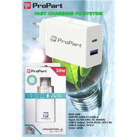 Carica Batterie Caricabatteria 30 Watt PD USB-C + A Modello E642-30W