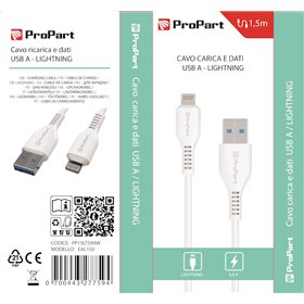 Cavi ConnettivitÃ  Cavo Lightning Apple 5V 2.4A 1.5mt Carica e dati Bianco