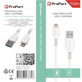 Cavi ConnettivitÃ  Cavo Lightning Apple 5V 2.4A 2mt Carica e dati Bianco