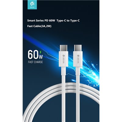 Cavi ConnettivitÃ  Cavo in Nylon Carica rapida PD Tipo-C - Tipo-C 3A - 2mt 60W