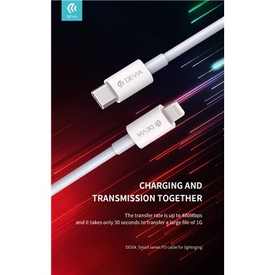 Cavi ConnettivitÃ  Cavo Carica rapida PD Tipo-C Lightning 3A Bianco