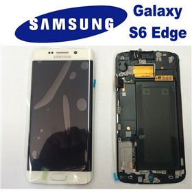 Samsung Serie S LCD + TOUCH ORIGINALE PER GALAXY S6 EDGE BIANCO GH97-17162B