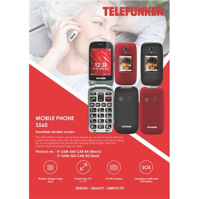 Cellulari per anziani Telefono Cellulare Conchiglia S560 Telefunken con Lcd 2.8''