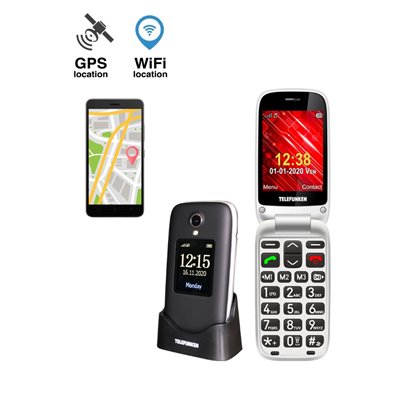 Cellulari per anziani Cellulare Telefunken S560 senior 2G GPS Nero a conchiglia