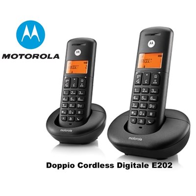 Motorola Cordless TELEFONO CORDLESS DOPPIO E202 MOTOROLA NERO