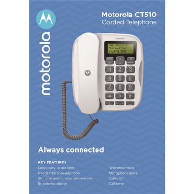 Motorola Cordless Telefono fisso con Vivavoce e Tasti grandi Motorola CT510