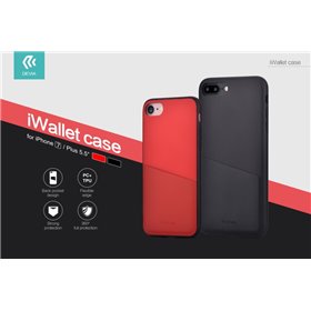 Cover Apple iPhone Cover Devia iWallet con Tasca per iPhone 7 & 8 Nera