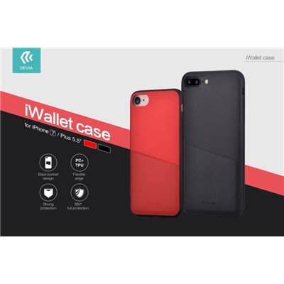 Cover Apple iPhone Cover Devia iWallet con Tasca per iPhone 7 & 8 Nera
