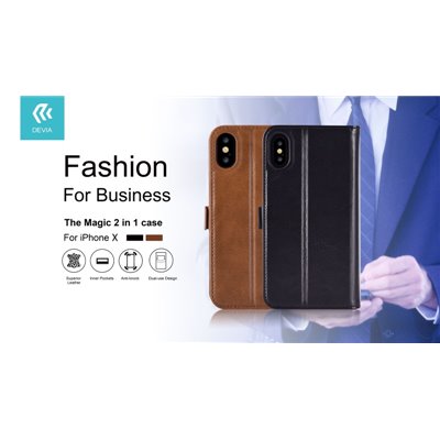 Cover Apple iPhone Cover in Pelle con Porta Documenti Magic per iPhone X Nera