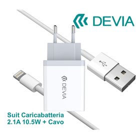 Fine Stock Suit Carica Batteria 2,1A e Cavo Usb Lightning Apple