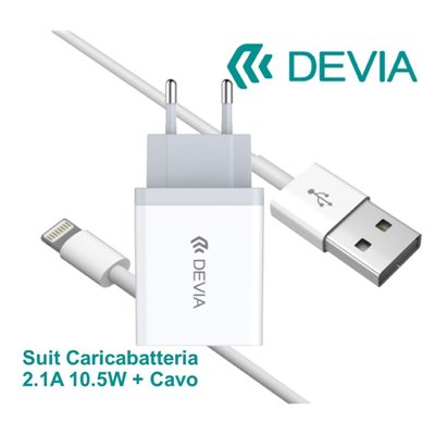 Fine Stock Suit Carica Batteria 2,1A e Cavo Usb Lightning Apple