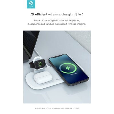 Carica Batterie Caricatore Wireless QI Smartphone Watch e Airpod 15W
