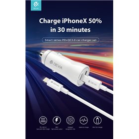 Carica Batterie Carica Batterie 2 Out 36W da Auto Carica Rapida PD + Cavo