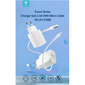 Carica Batterie Suit Carica Batteria 2,4A e Cavo M-usb Android 1 Mt Bianco