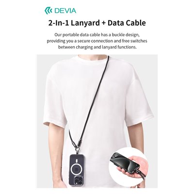 Supporti e Accessori Cordino con Cavo Carica Tipo-C tracolla 1.2mt porta telefono Nero
