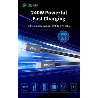 Cavi ConnettivitÃ  Cavo Devia da Tipo-C a Tipo-C PD 240W Super rapido 2 Metri