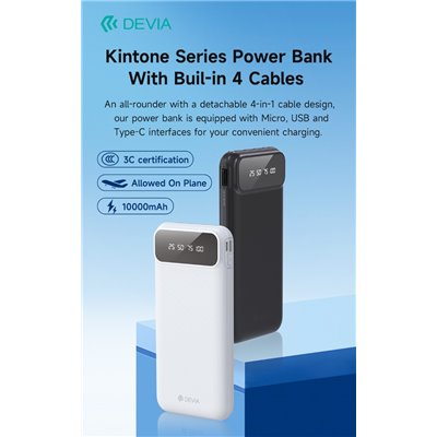 Power Bank Power Bank serie Kintone con 4 cavi integrati 10000 mAh Bian