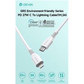 Cavi ConnettivitÃ  Cavo Certificato GRS da Tipo C a Lightning 27W 3A 1 Mt PD