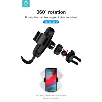 Supporti e Accessori Supporto telefono gravitÃ  carica wireless 10W da presa aria