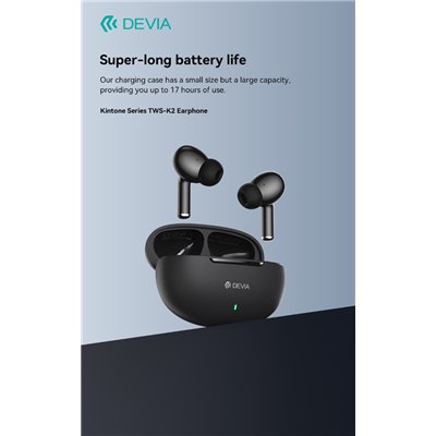 Auricolari&Microfoni Auricolari Devia TWS-K2 Bluetooth 5.3 EM060 Neri