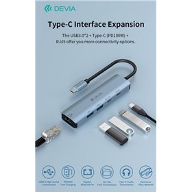 Adattatori & Varie HUB 5 in 1 da tipo C a USB*2+tipo C+PD 100 W+RJ45 serie Leopard