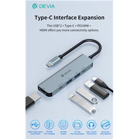 Adattatori & Varie HUB 5 in 1 serie Leopard C a USB*2+C+PD 100W+HDMI 4K