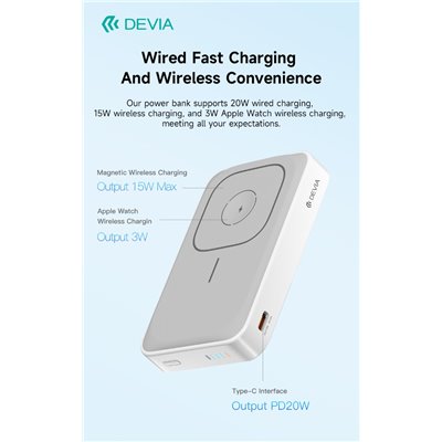 Power Bank Power bank Magnetico con supporto anche per Apple Watch 20W 10.000 mAh Bianco
