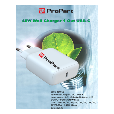 Carica Batterie Carica Batteria 45W 1 Output USB-C