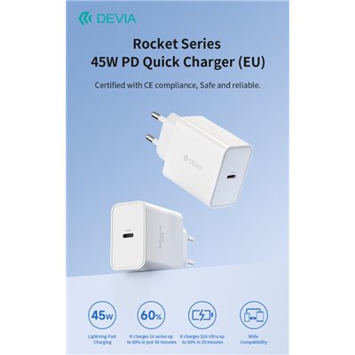 Carica Batterie Carica Batterie PD 45 Watt Tipo-C per carica rapida bianco