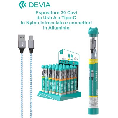 Kit & Espositori Espositore 30 cavi da Usb-A a Tipo-C in corda intrecciata